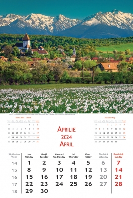 Calendar cu imagini Romania, 31.5 x 48 cm, 12 file, 2024